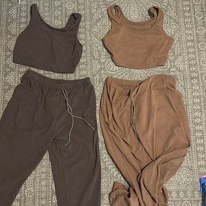 SHEIN sweat sets, dark and light brown